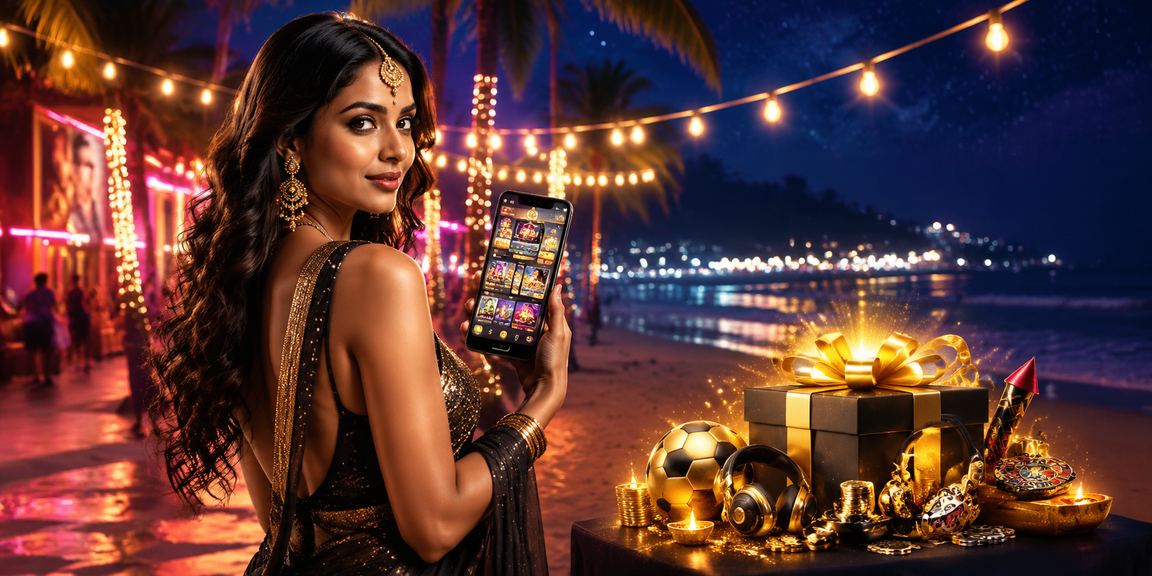 Mobile casino interface showing VIP benefits and bonuses with Bollywood theme